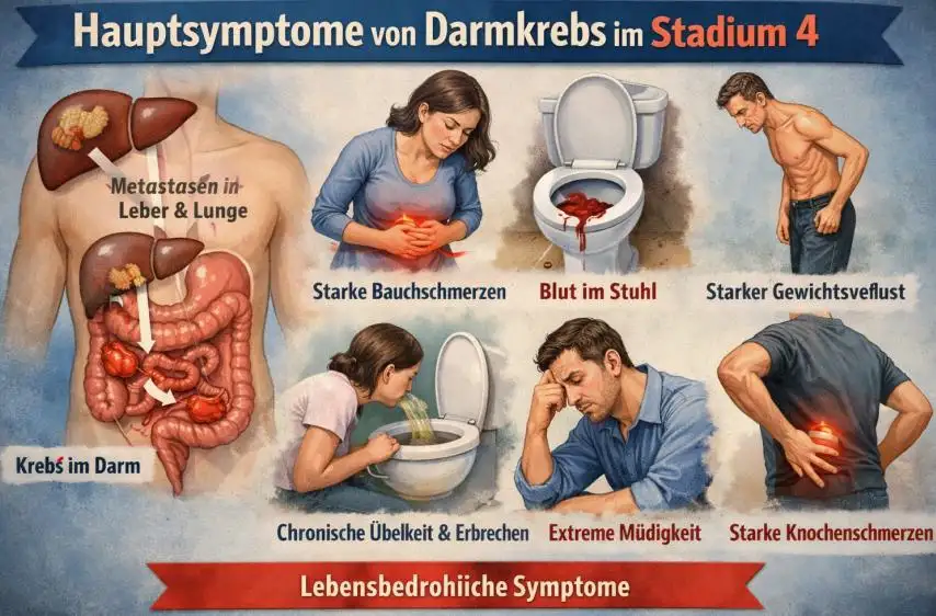 Hauptsymptome von Darmkrebs im Stadium 4: Anzeichen, Diagnose und Behandlungsmöglichkeiten