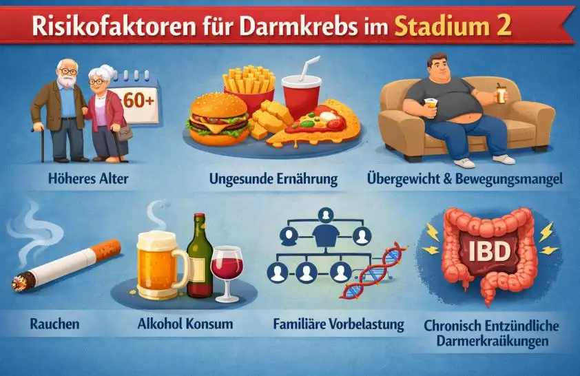 Risikofaktoren für Darmkrebs im Stadium 2: Ursachen, Symptome, Behandlung und Prävention
