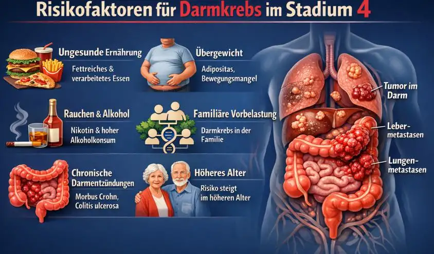 Risikofaktoren für Darmkrebs im Stadium 4: Ursachen, Symptome, Behandlung und Prognose